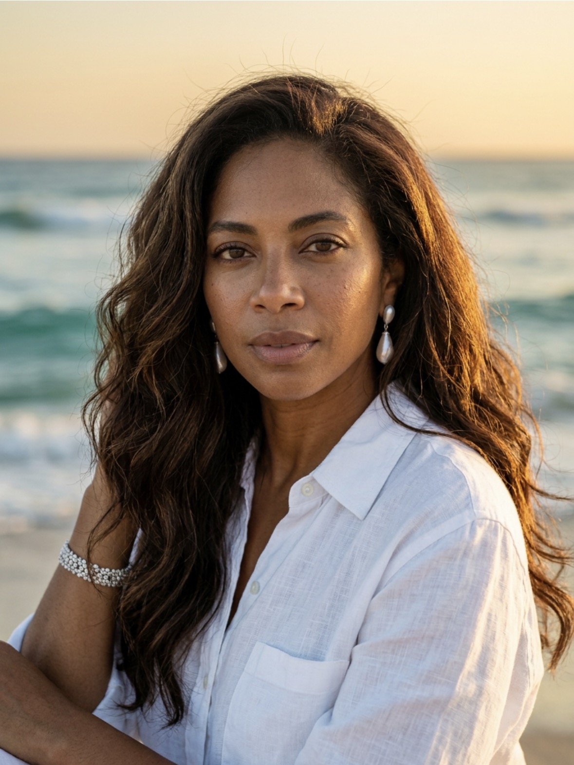 Nichasie Miller in a candid portrait on the coast